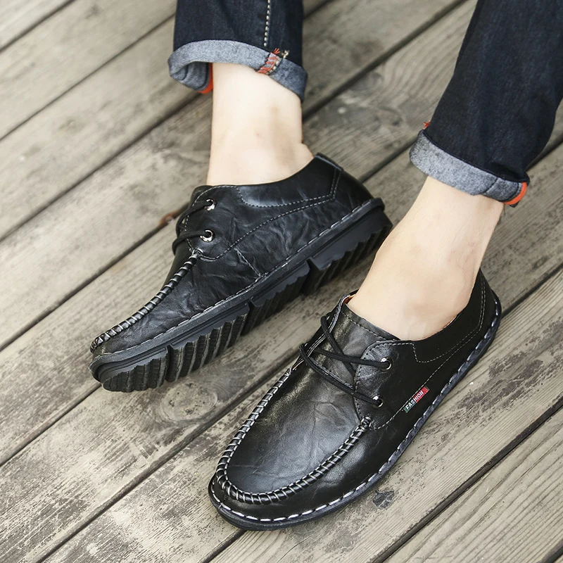 

fashion loafers hot de man flat sapato leather black casuales leisure sale causal Mens men mens male for hombre shoe casual