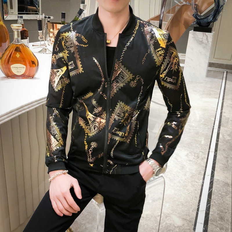 Мужская куртка-бомбер с длинным рукавом повседневная приталенная куртка уличная