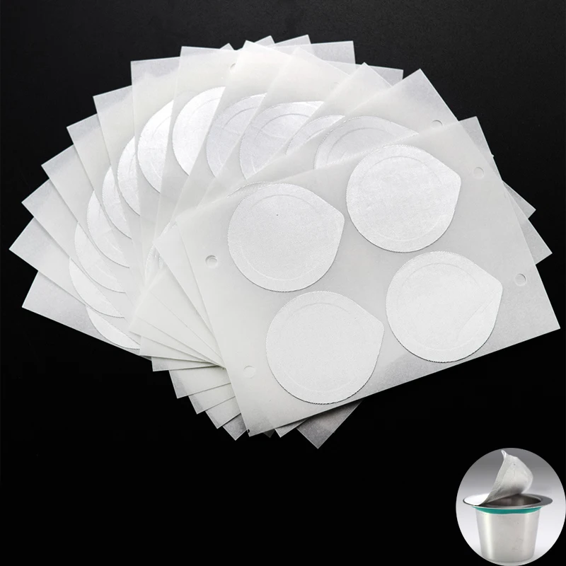 

50PC Refillable Nespresso Coffee Capsule Flim Sticker Refilling Stainless Steel Capsule Self Adhesive Aluminum Foil Brewer Lid