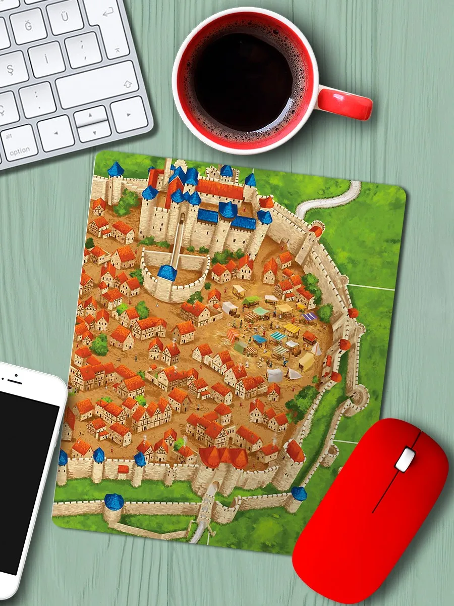 Коврик для мыши с принтом настольная игра Carcassonne Каркассон - 6962 В - Цена: 