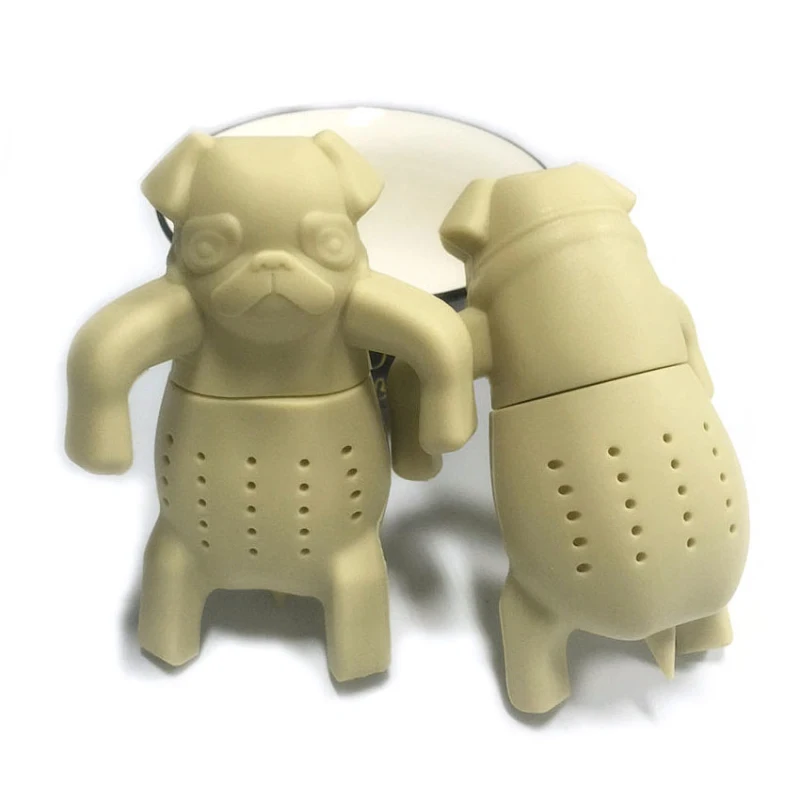 Cute Silicone Pug Dog Tea Infuser Tea Filter Diffuser Reusable Tea Strainer Spice Loose Tea Leaf Herbal Tool Teapot Kitchen Tool
