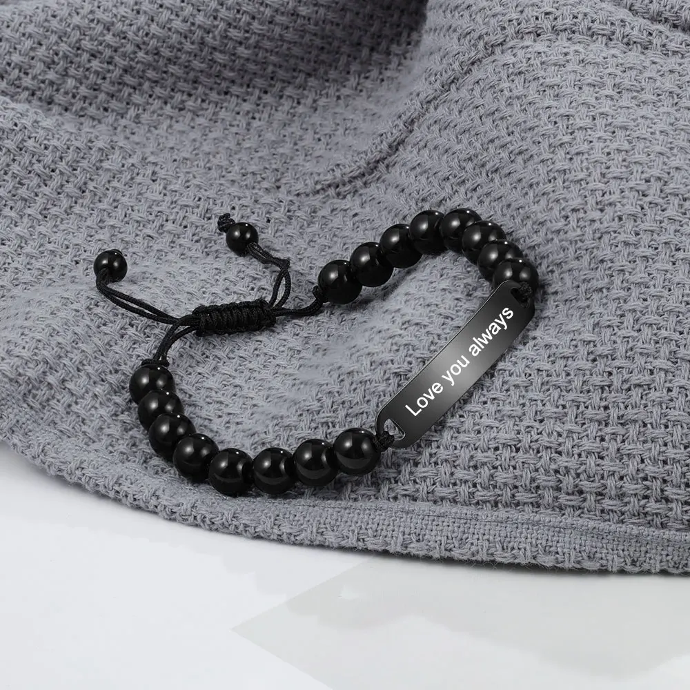 Браслет из нержавеющей стали с гравировкой регулируемый браслет для мужчин