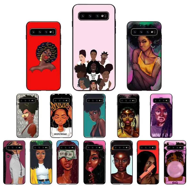

Black girl Phone Case For Samsung A40 A31 A50 A51 A71 A20S S8 S9 Plus note 20 ultra