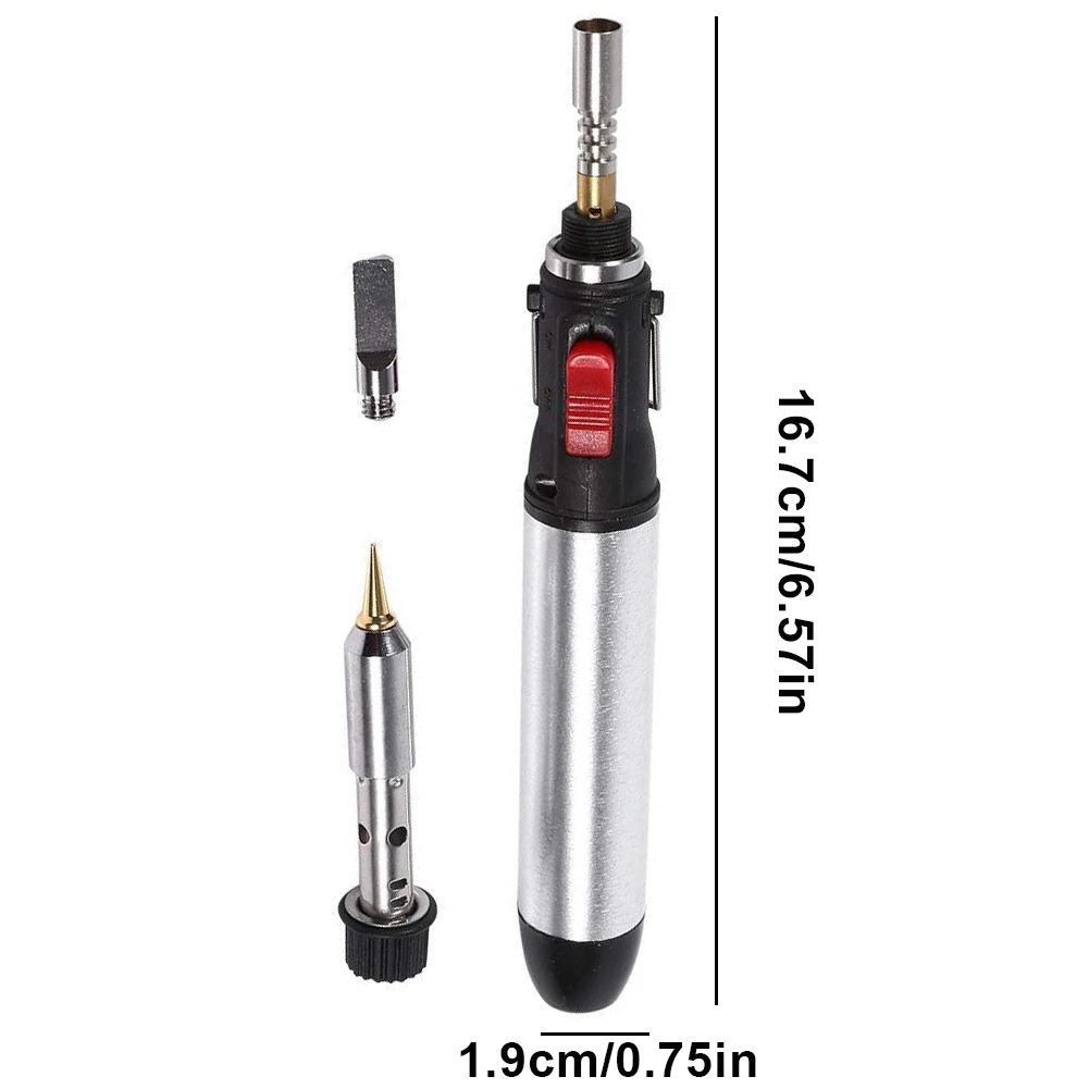 

4 in 1 Gas Soldering Iron Kit Welding Pen Burner HT-1934B Portable Cordless Flame Butane Tip Tool 12ML Welding Soldering Kit