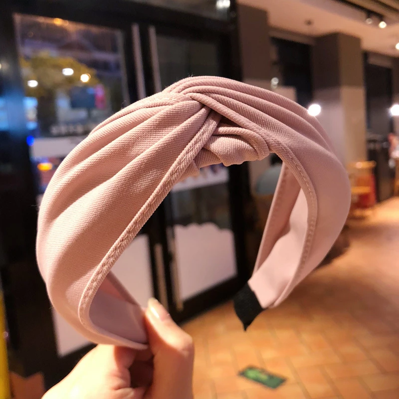 

New Fashion Cross Lady Hairband Solid Color Wide Hair Hoop Headband Turban for Women Bezel Girls Hair Bands Accessories