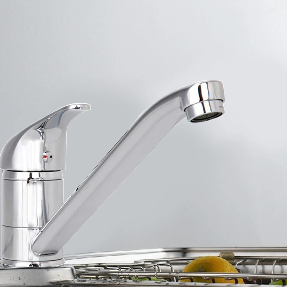 

Hot Cold Water Mixer Tap Sink Zinc Alloy Durable Kitchen Faucet Single Lever Swivel Spout Modern Basin Easy Install Washroom