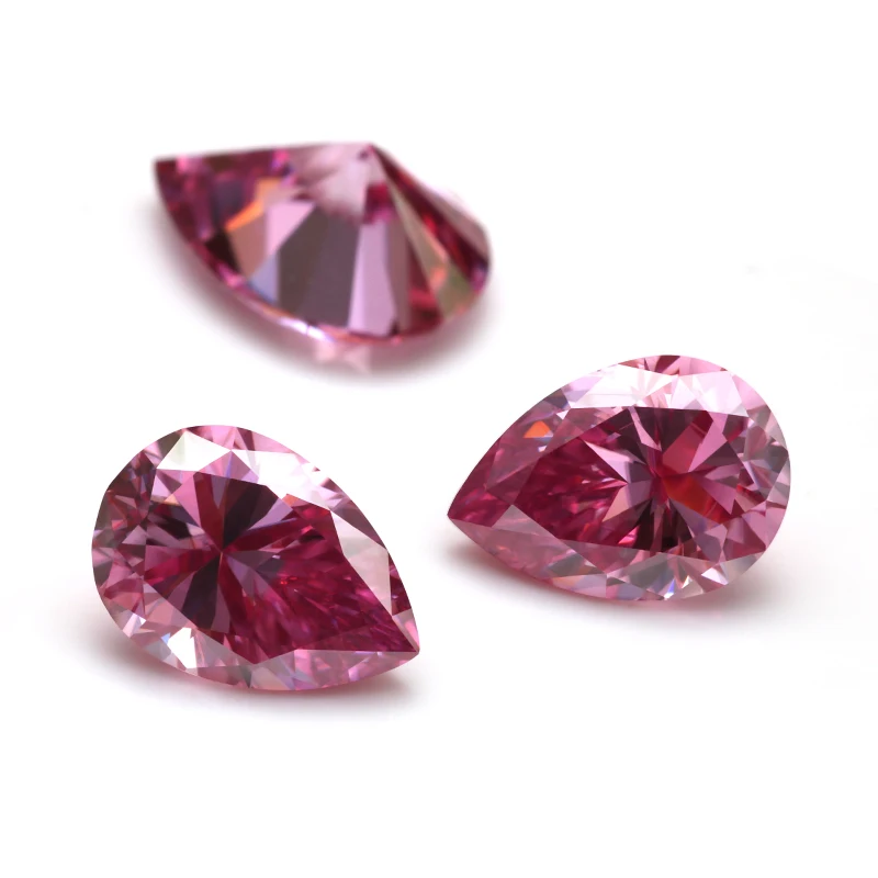 

CADERMAY Fast Shipping Pink Color Pear Cut Moissanite Diamond 1CT 5X8MM Wholesale Price Lab Grown Loose Pink Moissanite