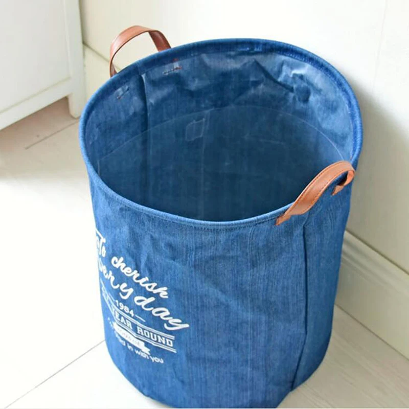 Новая синяя джинсовая корзина для белья пикника хранения с буквенным принтом