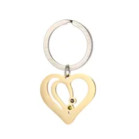 Double Hollow Heart Pendant Key Chain 304 Stainless Steel Heart Charm Key Holder Gift for Love DIY Jewelry 20pcs