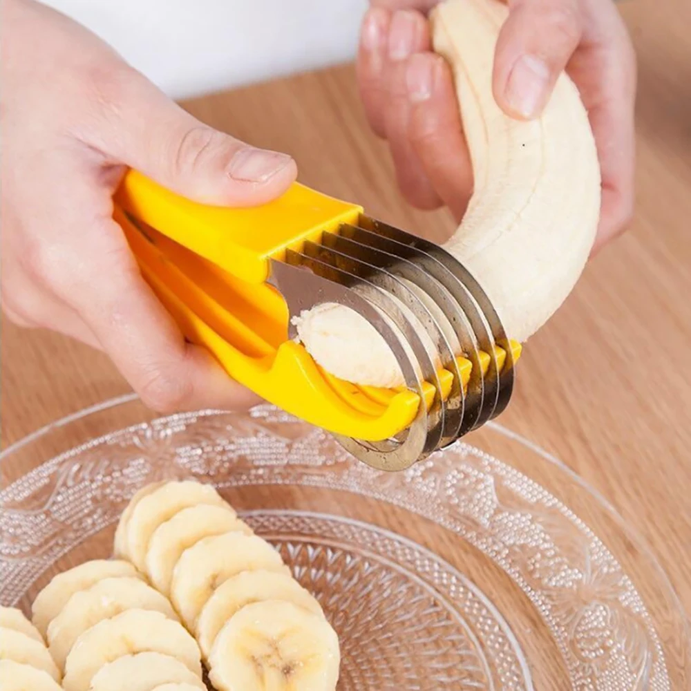 

Multifunction Stainless Steel Banana Cutter Fruit Vegetable Sausage Slicer Salad Sundaes Tools Cooking Tools Kitchen Accessories