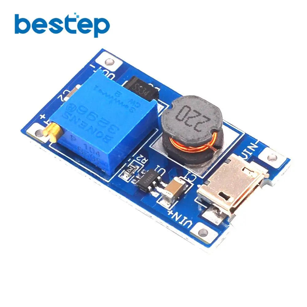 Регулируемый Модуль Boost 2 А Повышающий а с MICRO USB в 24 В до 5 9 12 28 MT3608 LM2577|Интегральные