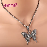stylish animal butterfly pendant necklace charm 925 sterling silver cubic zircon mens hip hop rock jewelry party gift