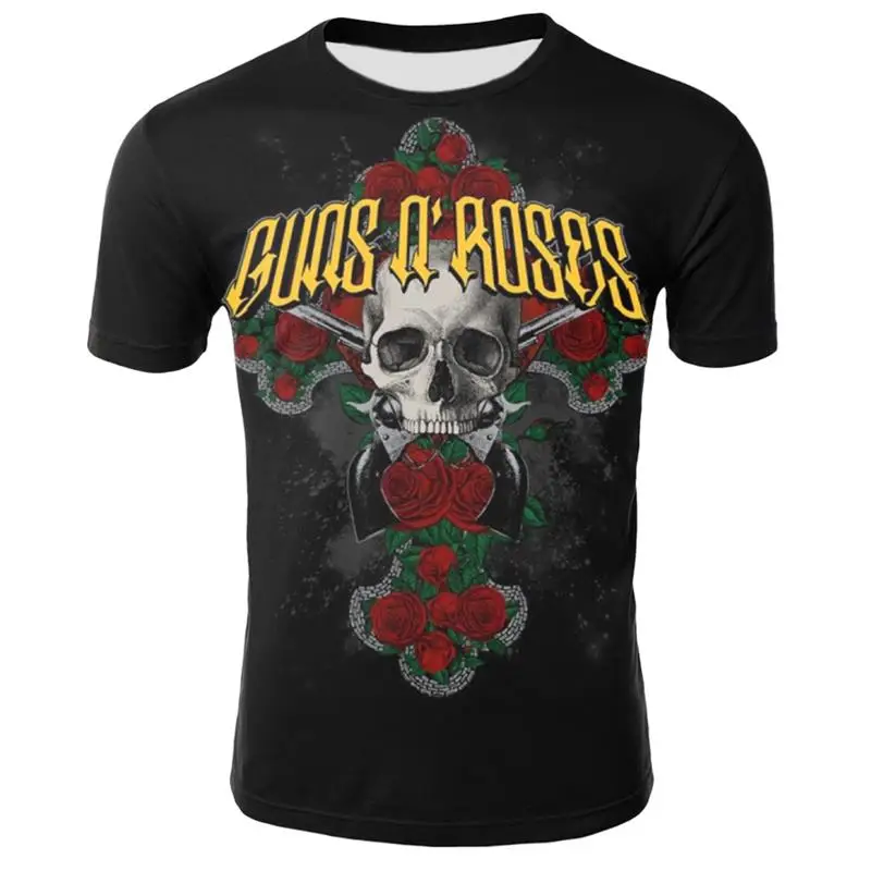 T8 3D печатных Пистолеты N Roses, футболка Для мужчин/Для женщин с О-образным вырезом короткий рукав Повседневные принты Мужская 3D Футболка Модный Топ футболки Пистолеты и футболка с розами - Цвет: T8