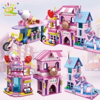 huiqibao 678pcs 4in1 friends stree view building blocks ice cream car candy shop shoe toys store bricks for children girls gifts
