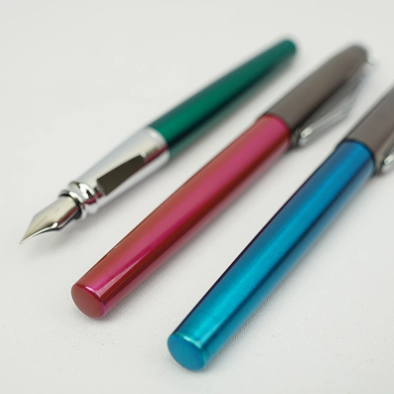 

Luxury METAL FOUNTAIN PEN 0.38mm Fine FULL METAL Green Red Blue COLORS Writing Ink Pen for School Office