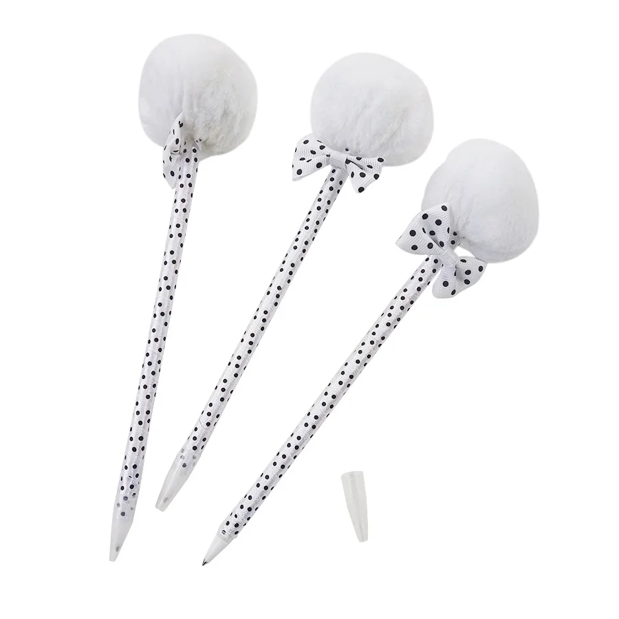 36 шт./лот точечная шариковая ручка с бантом и Плюшевым Мехом Ленточные шариковые