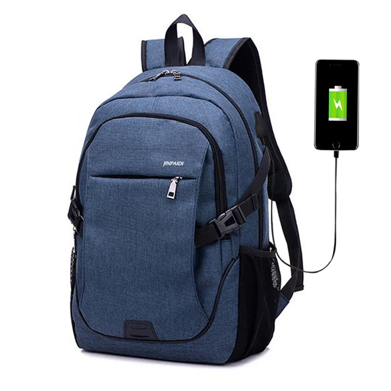 Hifuar мужской деловой рюкзак для ноутбука с usb-портом для зарядки, противоугонная дорожная сумка 15,6 дюймов, ноутбук Mochila мужской - Цвет: blue