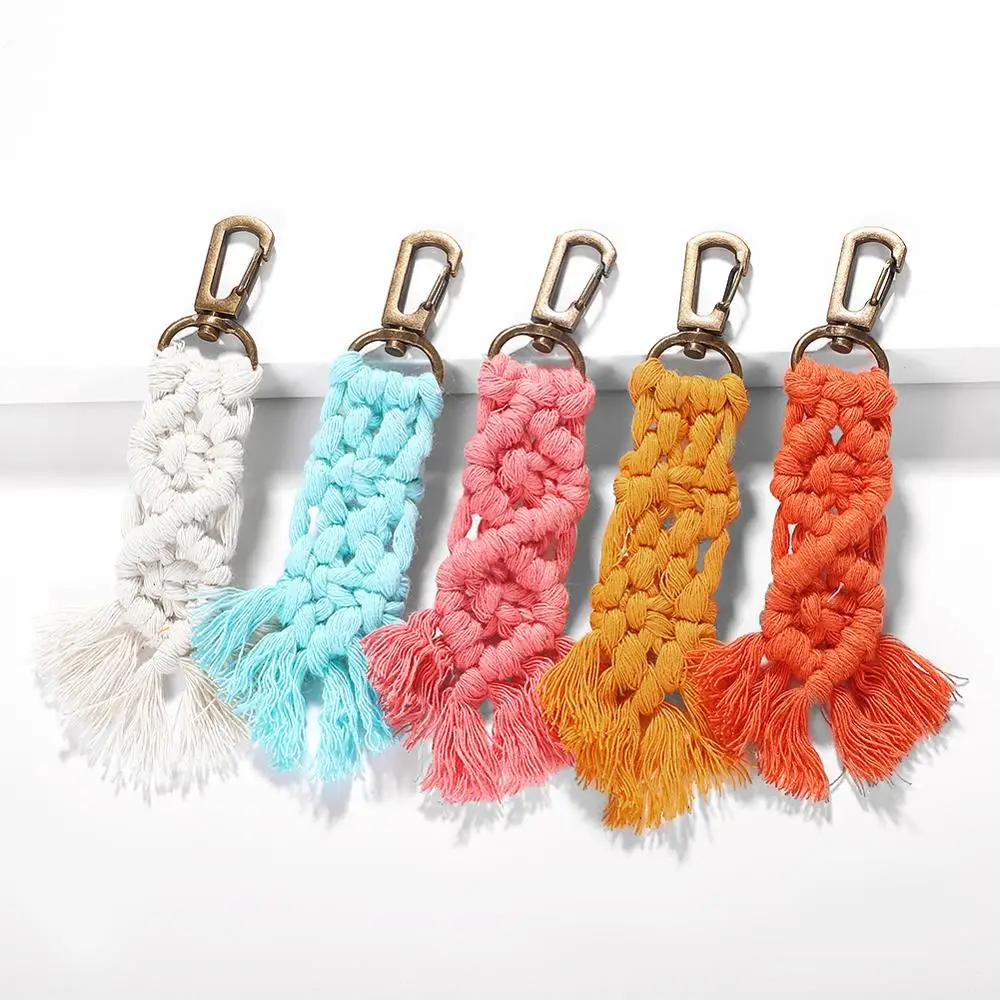 Лучшая Женская тканая симпатичная цепочка для ключей подарки женщин бохо ручная
