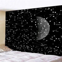 white and black starry sky universe moon tapestry wall hanging celestial wall tapestry hippie wall carpets psychedelic tapestry