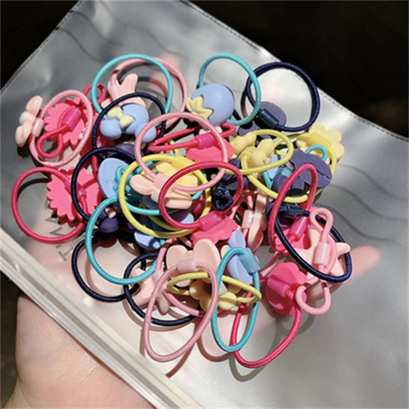 

20pcs Kids Headdress Elastic Hair Tie Ponytail Holder Scrunchie Hair Ring Ropes Rubber Band Set Children's Hair Accessories
