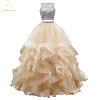 bealegantom two piece formal evening dresses 2021 plus size sequined long elegant prom gowns vestido robe soiree