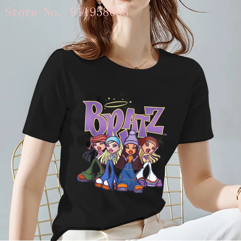 

Black Classic Bratz Doll All-match Ladies t shirt Unisex Kawaii Cartoon Print tshirt Loose Casual Oversize Man/Female T-Shirts