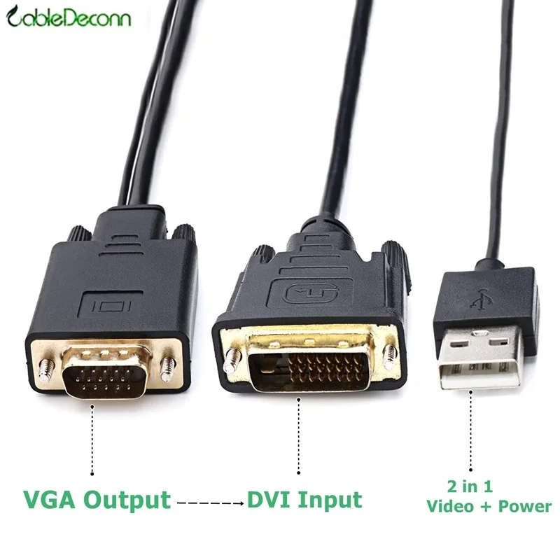 Кабель VGA к DVI 24 + 1 папа-папа для компьютера подключенный ТВ-кабель-удлинитель