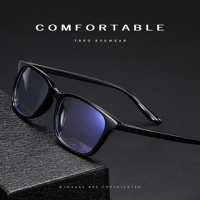 

High Quality Retro Square Elastic Comfort TR90 Anti Blue Light Blocking Glasses