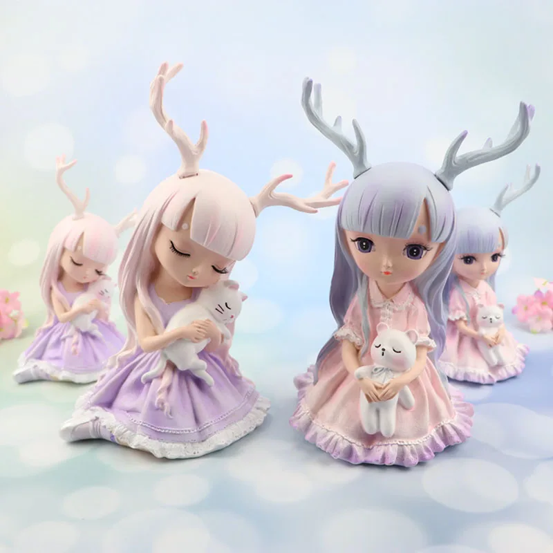 

Nordic Girl Figurines Miniature Girls Bedroom Home Craft Ornament Fairy Garden Decor Home Decoration Accessories Gift