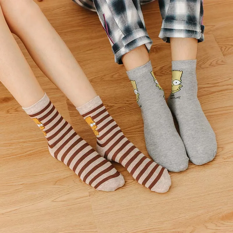 Новинка женские трубчатые носки из чесаного хлопка средней длины в полоску с