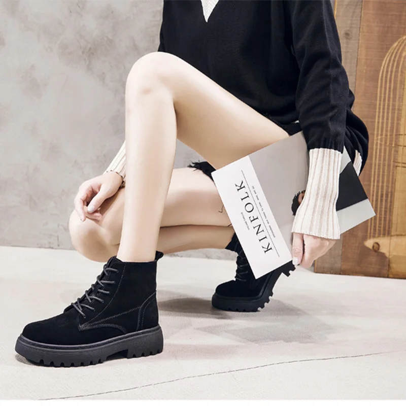 

Women Boots Genuine Leather Lace Up Shoes Woman Comfortable High Quality Brand Round Toe Boots Fur Warm Winter Shoes