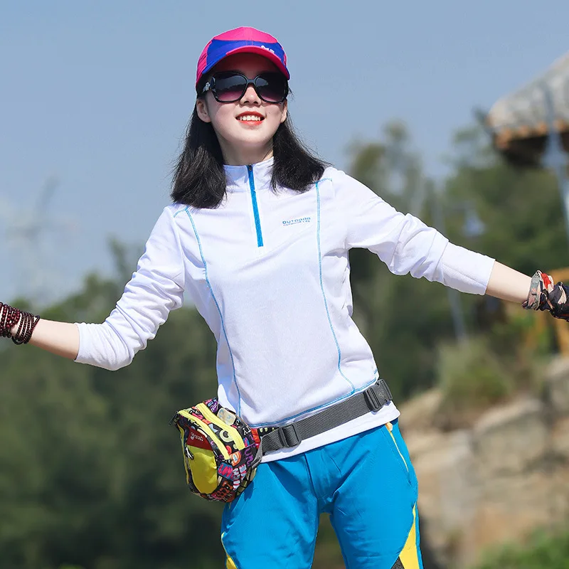 

Женская футболка для бега с воротником-стойкой, однотонная Спортивная дышащая быстросохнущая футболка с длинными рукавами для походов и ве...