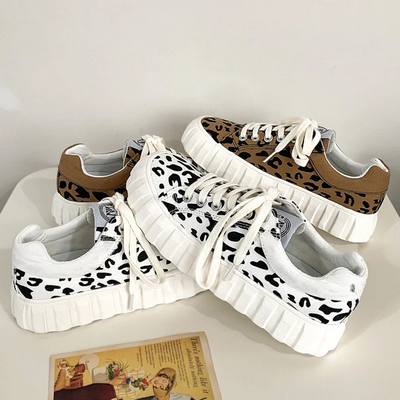 

Shoes for Women 2021 Leopard Printing Breathable Platform Shoes Schoolgirl Platform Sports Shoes Women's Summer Shoes