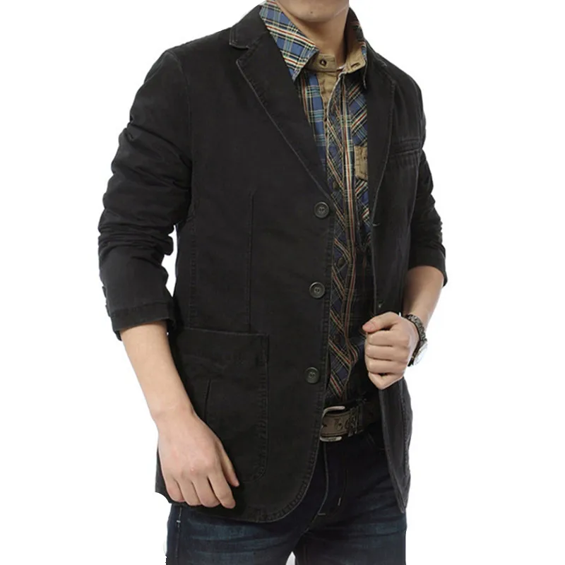 Высокое качество Осень зима мужской повседневный Блейзер 2020 хлопковый костюм