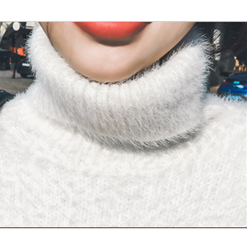 Новинка весна-осень 2022 свитер с высоким воротником Женский мохеровый синий