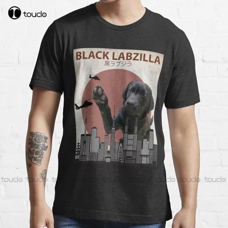 Черная футболка Labzilla с изображением гигантского Лабрадора ретривера собаки