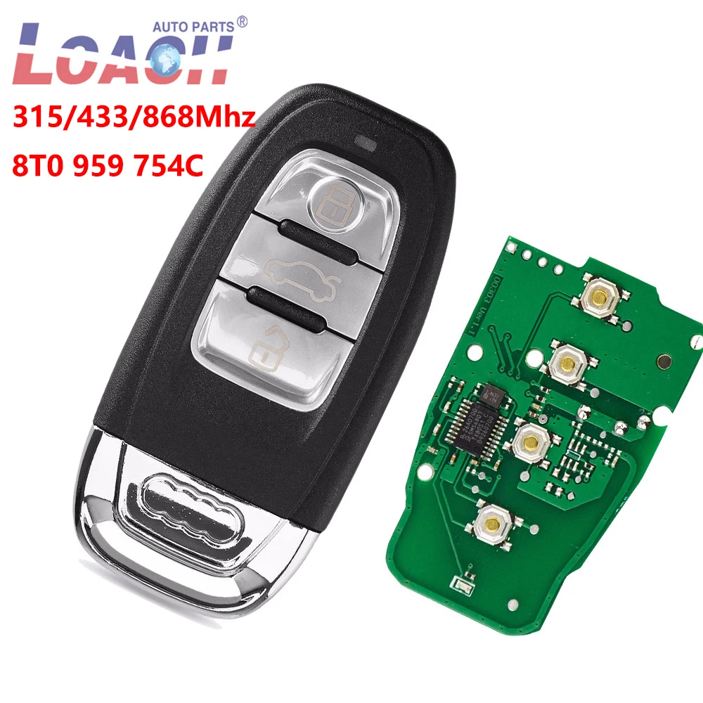 Умный дистанционный ключ без ключа 3 кнопки доступа 315/433 МГц/868 МГц 8T0 959 754C для Audi Q5
