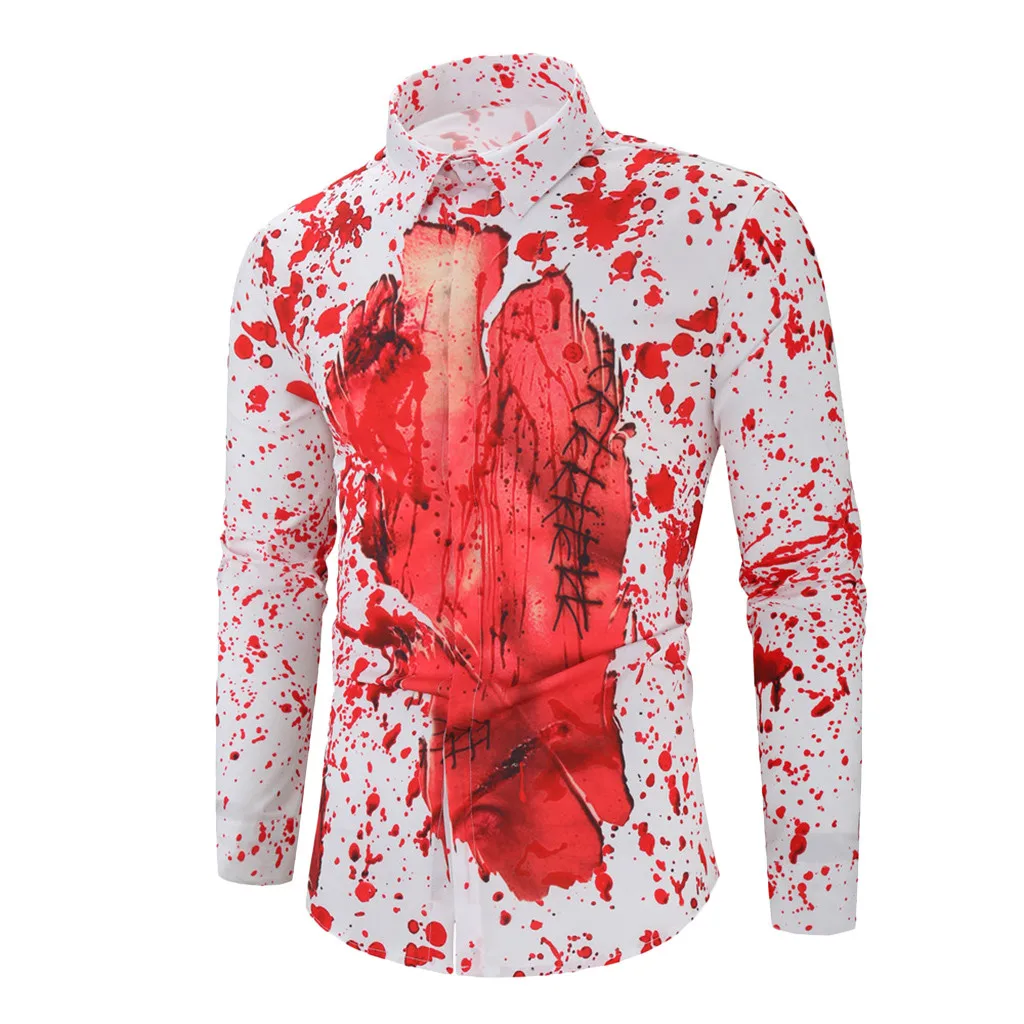 KANCOOLD Роскошная рубашка Мужская Новая тонкая с длинным рукавом Camisa Masculina Хэллоуин