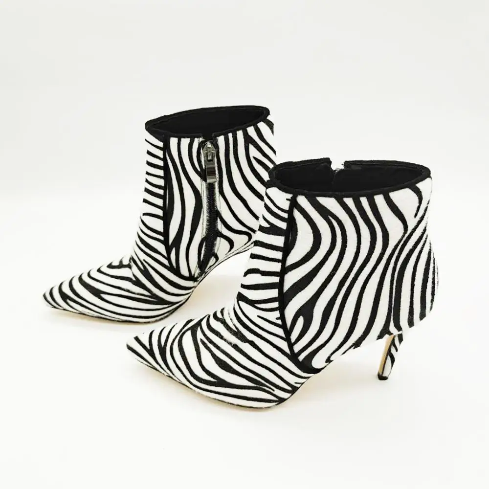 Женские Короткие полусапожки на шпильке Zebra привлекательные из искусственного