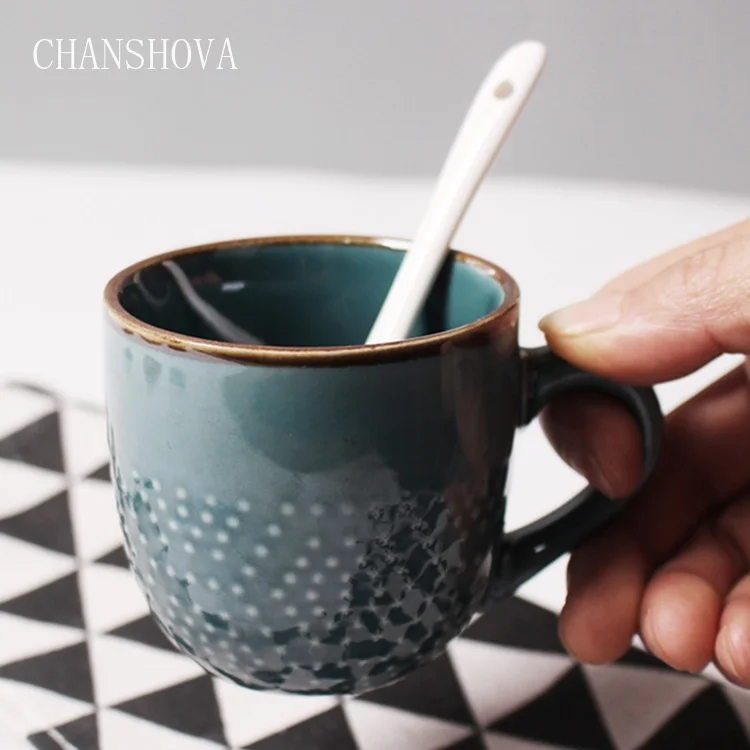 CHANSHOVA 170/400ml Modern Style Solid Color Relief Ceramic Mug China Porcelain Coffee Mugs Milk Tea Cup Breakfast H110 | Дом и сад