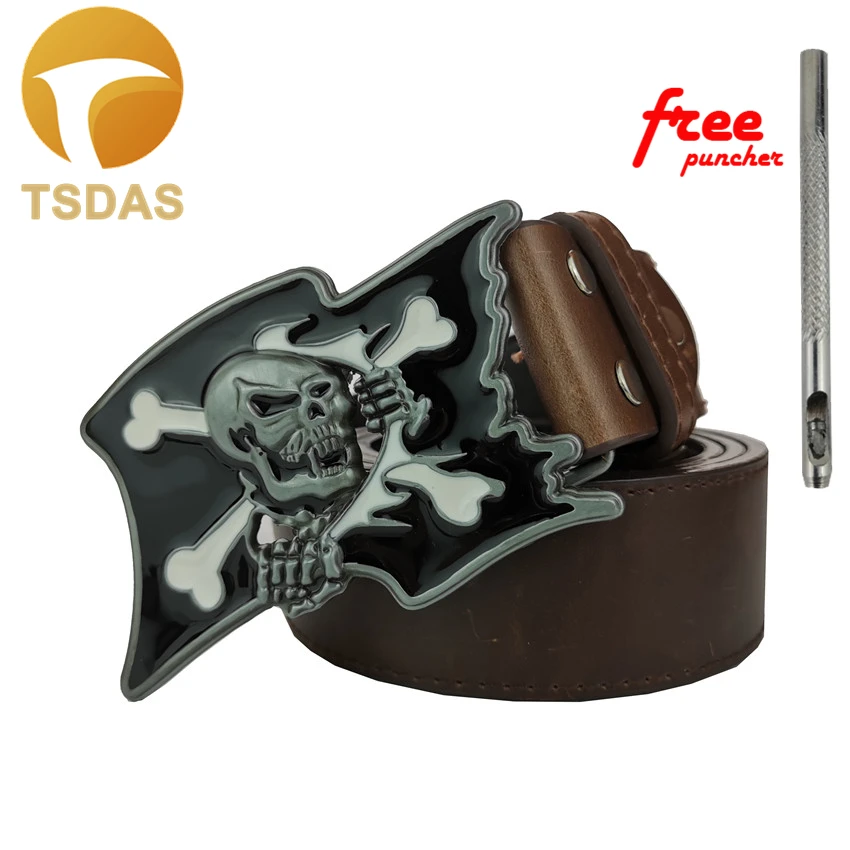 Черная пряжка для ремня с черепом металлической ковбойской головкой пряжкой на