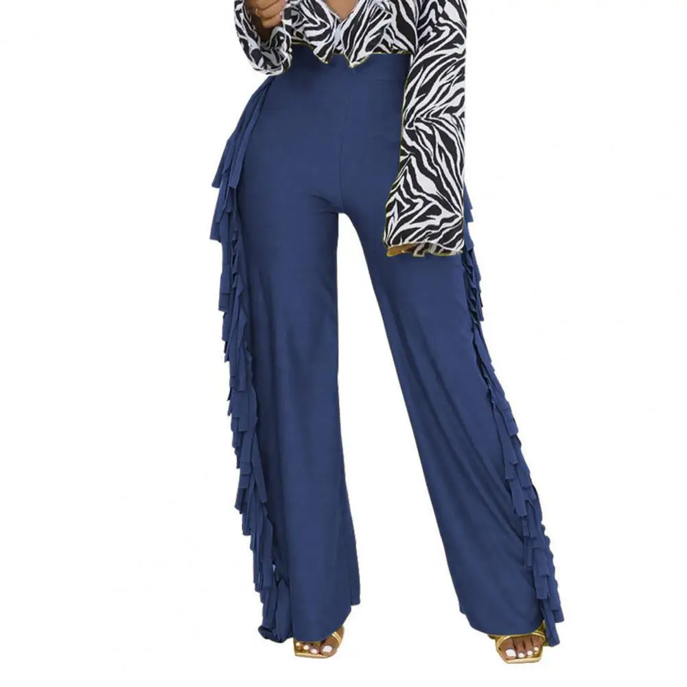 

Long Trousers Loose Mid Waist Tassel Loose All Match Party Trousers Lady Pants Fashionable