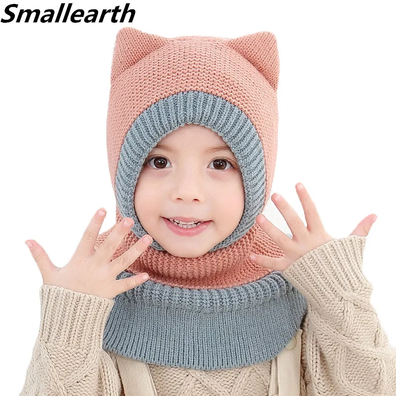 Новинка осенне зимний вязаный комплект детской шапки для мальчиков и девочек