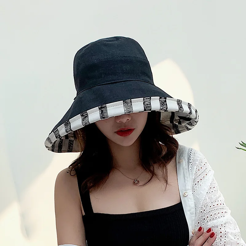 Двусторонняя Рыбацкая шляпа женская летняя Солнцезащитная Повседневная козырек