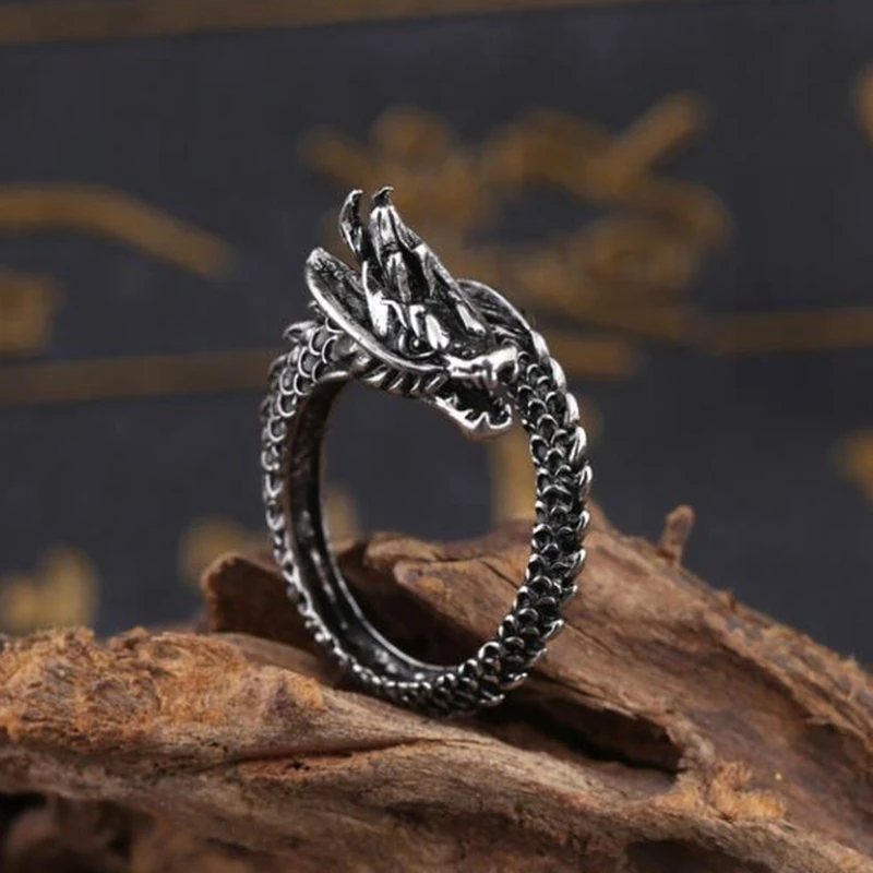 

Vintage Punk Snake Ring For Men Women New Stainless Steel Fashion Personality Stereoscopic Dragon Adjustble Rings