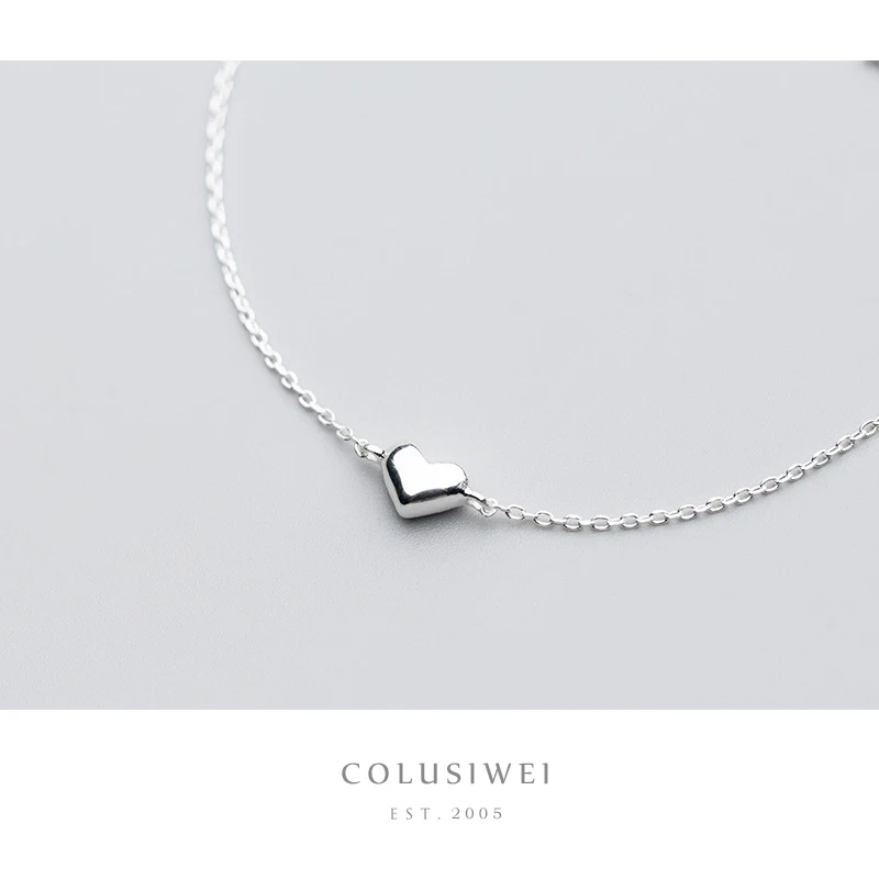 Colusiwei Simple Design Heart Silver Anklet for Women 925 Sterling Silver Bracelet for Ankle and Leg Fashion Foot Jewelry Gift