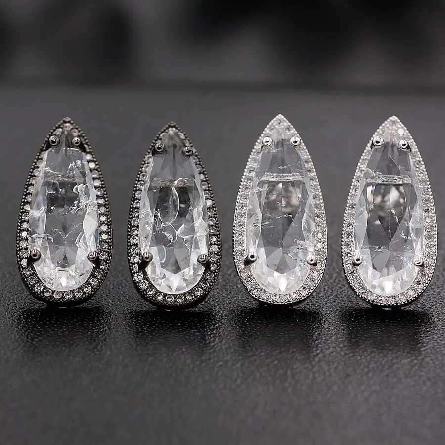 Серьги в виде капли воды ярко-белые Винтажные серьги с зеленым прозрачным