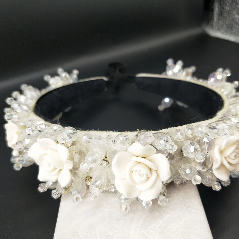 Женский свадебный головной убор с кристаллами и жемчугом, полимерный цветок/кубик циркония,, свадебные аксессуары для волос головное украшение, bri