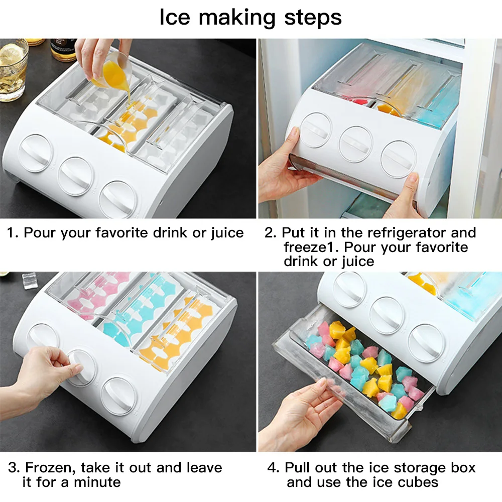 

Multi-Functional Semi-Automatical Ice Cube Making Mould Box Environmental-Friendly Healthy Frost-Resistant Sturdy
