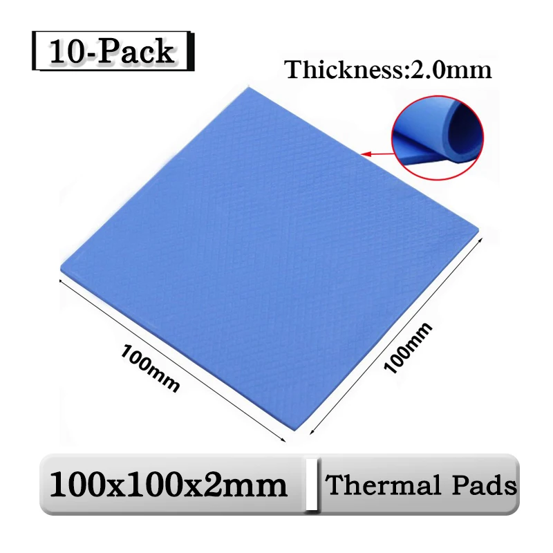 10 шт./лот Gdstime 100 мм x 100 мм x 2 мм 0,2 см толщина синего проводящего силикона 2,0 мм 100 мм x 2 мм термопрокладки